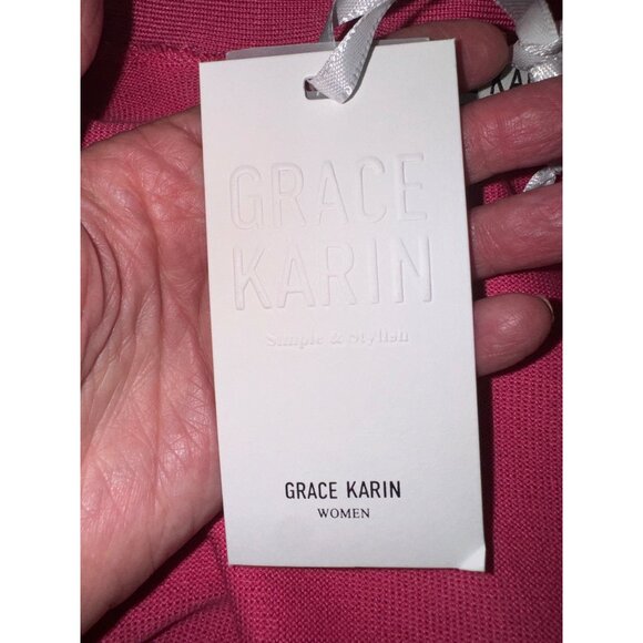 NWT Grace Karin Lightweight Pink Open Front Cardigan Sweater L Barbie Preppy - Picture 11 of 12